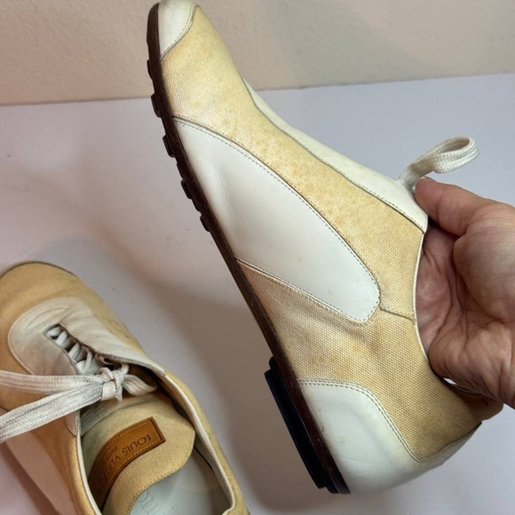 Louis Vuitton Athletic Sneakers Women’s Beige/White Canvas/Leather Size 38.5 - Picture 9 of 12